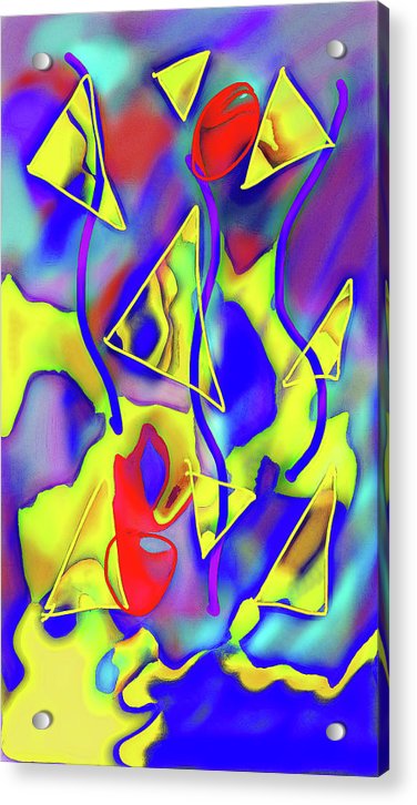 Yellow Triangles Abstract - Acrylic Print