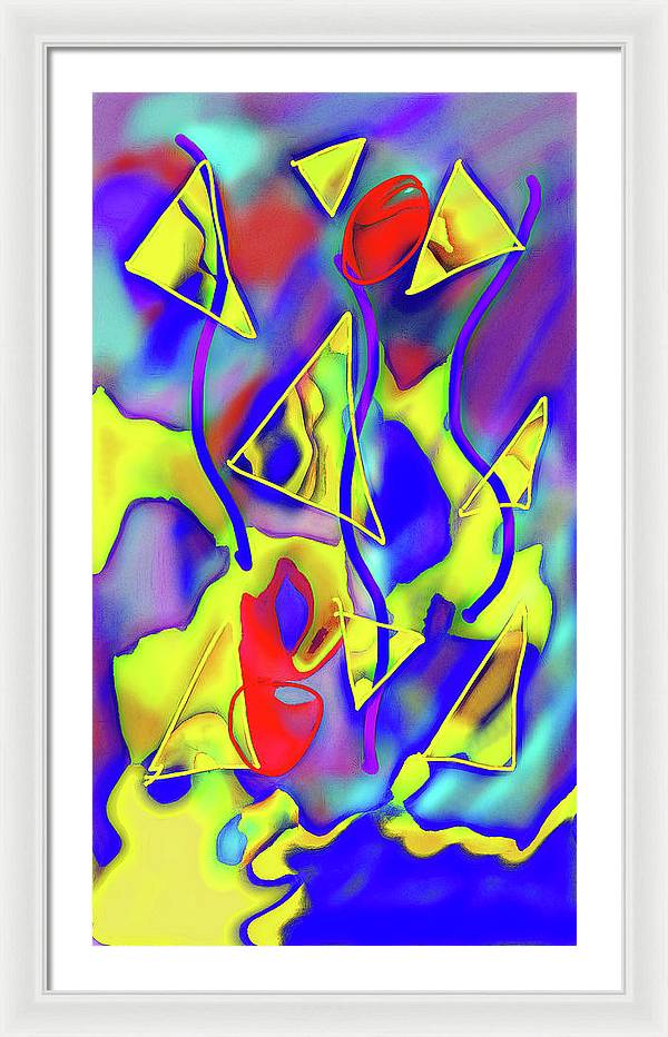 Yellow Triangles Abstract - Framed Print