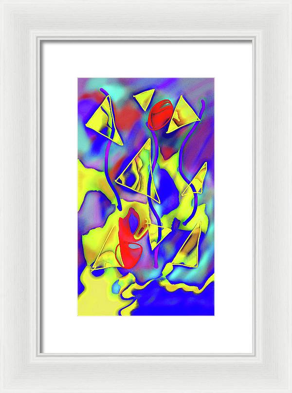 Yellow Triangles Abstract - Framed Print