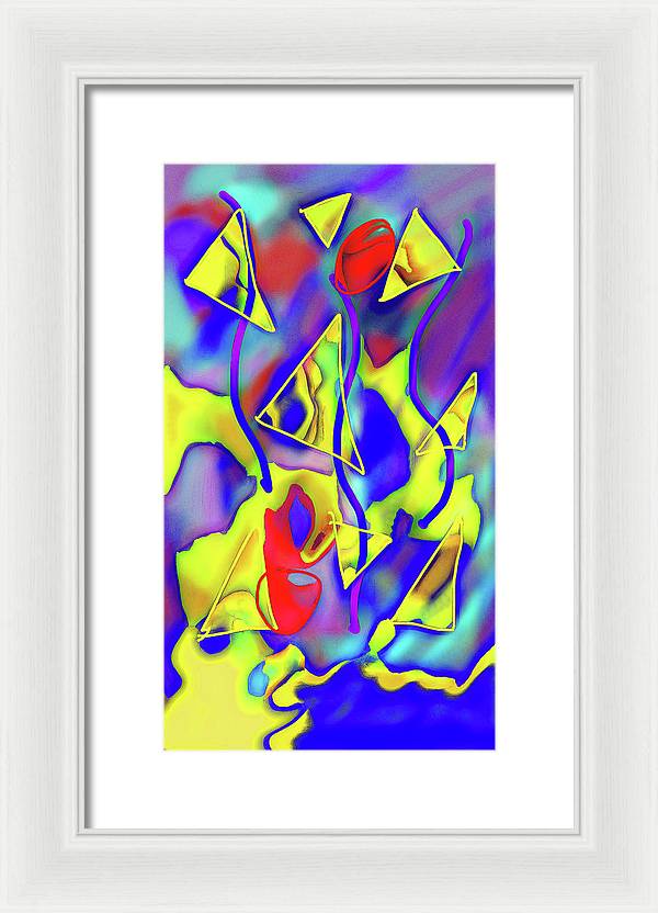 Yellow Triangles Abstract - Framed Print