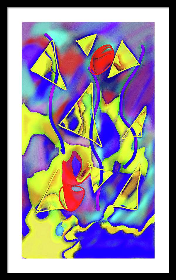 Yellow Triangles Abstract - Framed Print