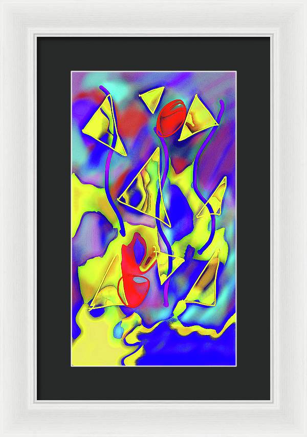 Yellow Triangles Abstract - Framed Print