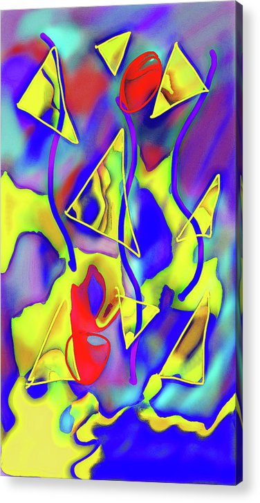 Yellow Triangles Abstract - Acrylic Print