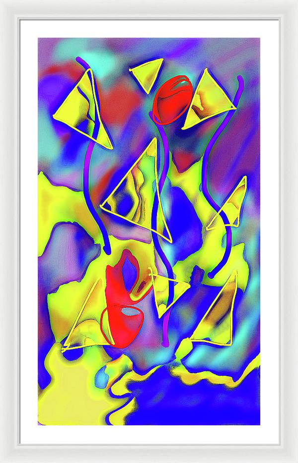 Yellow Triangles Abstract - Framed Print