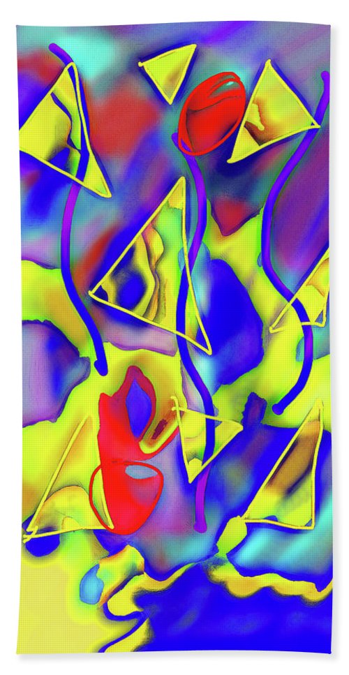 Yellow Triangles Abstract - Bath Towel