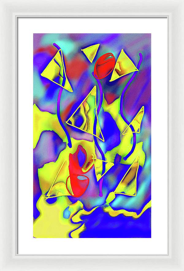 Yellow Triangles Abstract - Framed Print