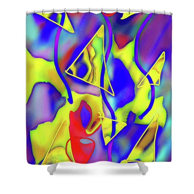 Yellow Triangles Abstract - Shower Curtain