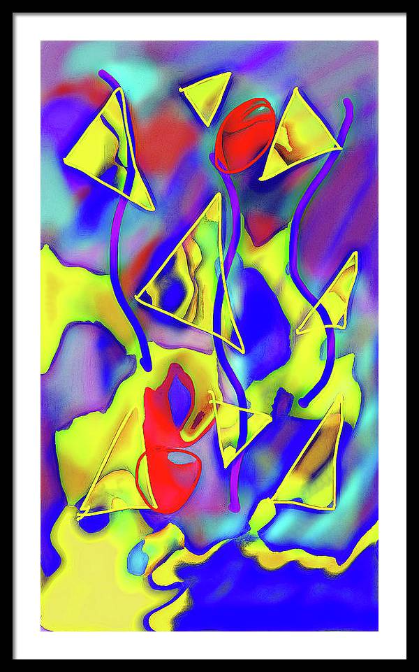 Yellow Triangles Abstract - Framed Print