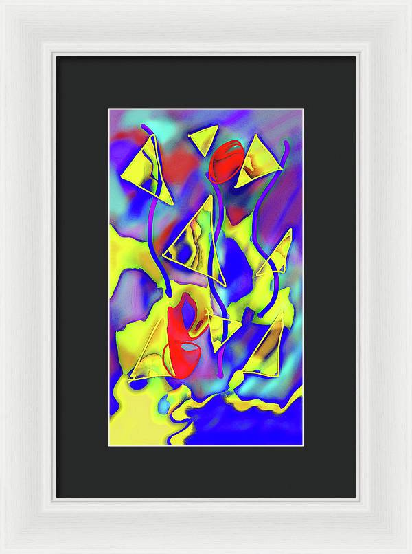 Yellow Triangles Abstract - Framed Print