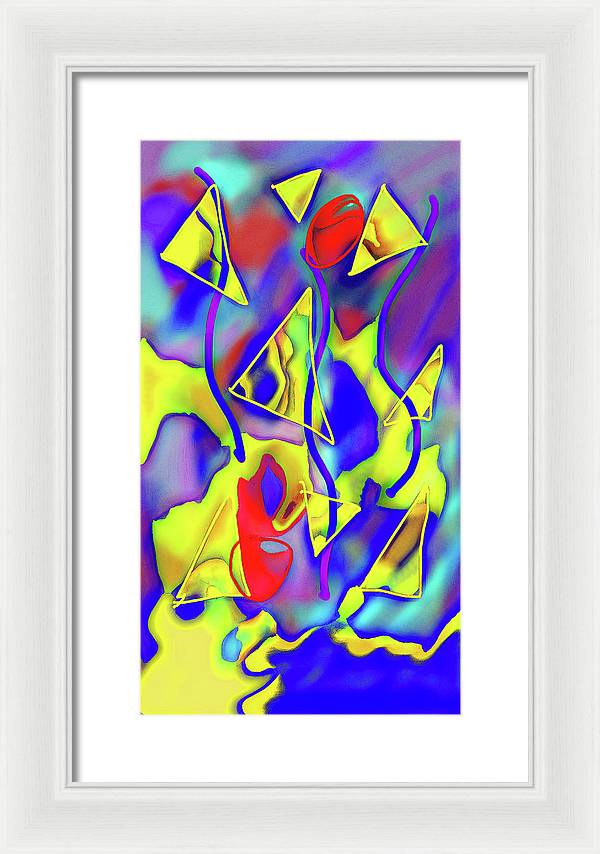 Yellow Triangles Abstract - Framed Print