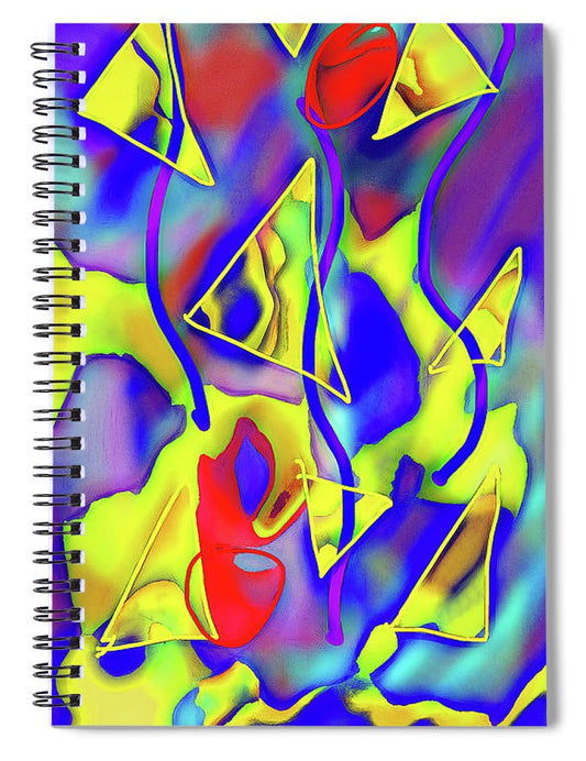 Yellow Triangles Abstract - Spiral Notebook