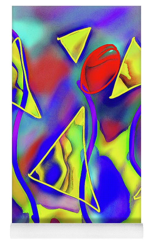 Yellow Triangles Abstract - Yoga Mat