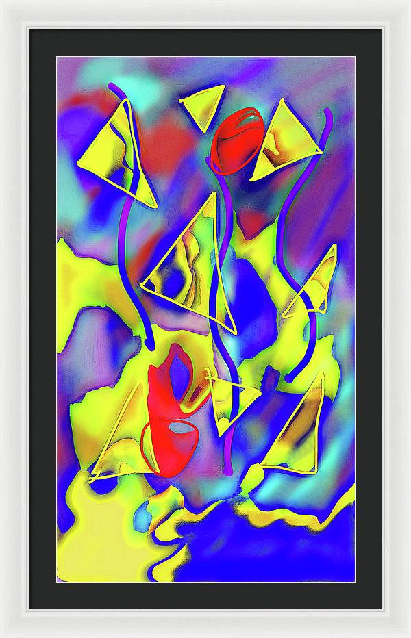 Yellow Triangles Abstract - Framed Print