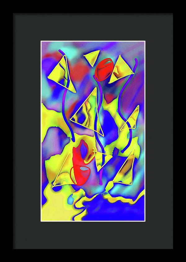 Yellow Triangles Abstract - Framed Print