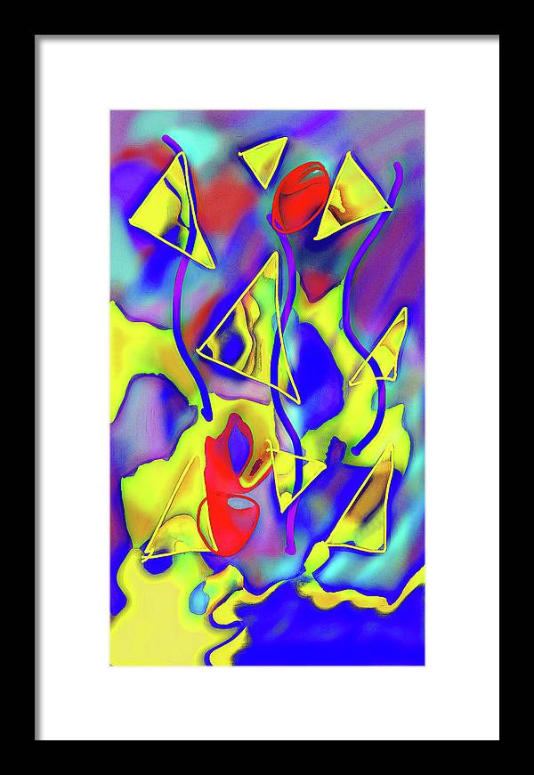 Yellow Triangles Abstract - Framed Print