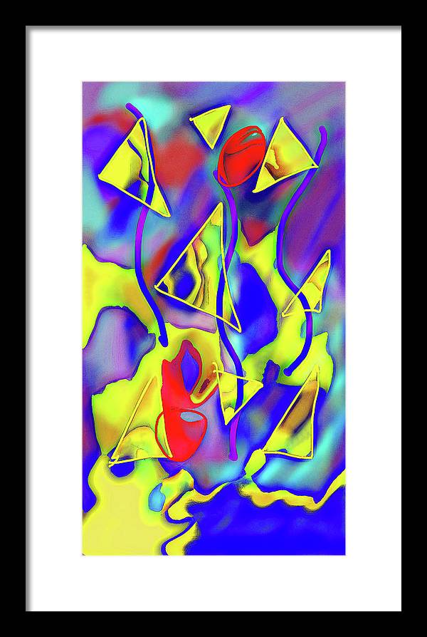 Yellow Triangles Abstract - Framed Print