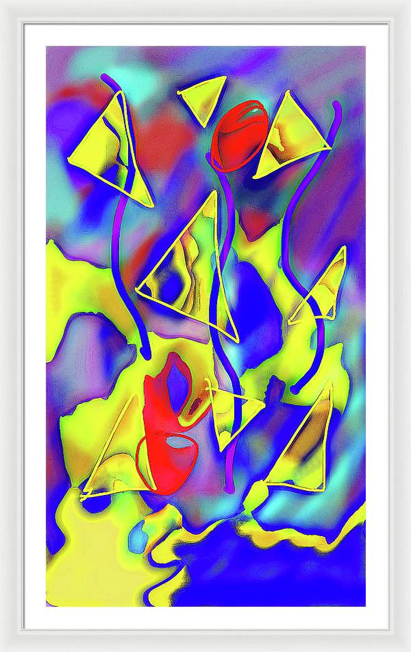 Yellow Triangles Abstract - Framed Print