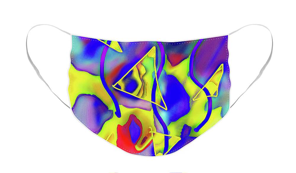 Yellow Triangles Abstract - Face Mask