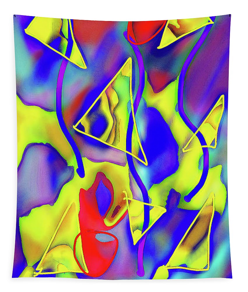 Yellow Triangles Abstract - Tapestry