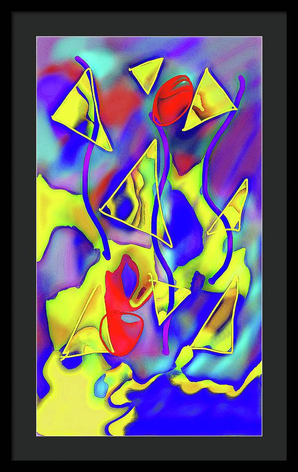 Yellow Triangles Abstract - Framed Print