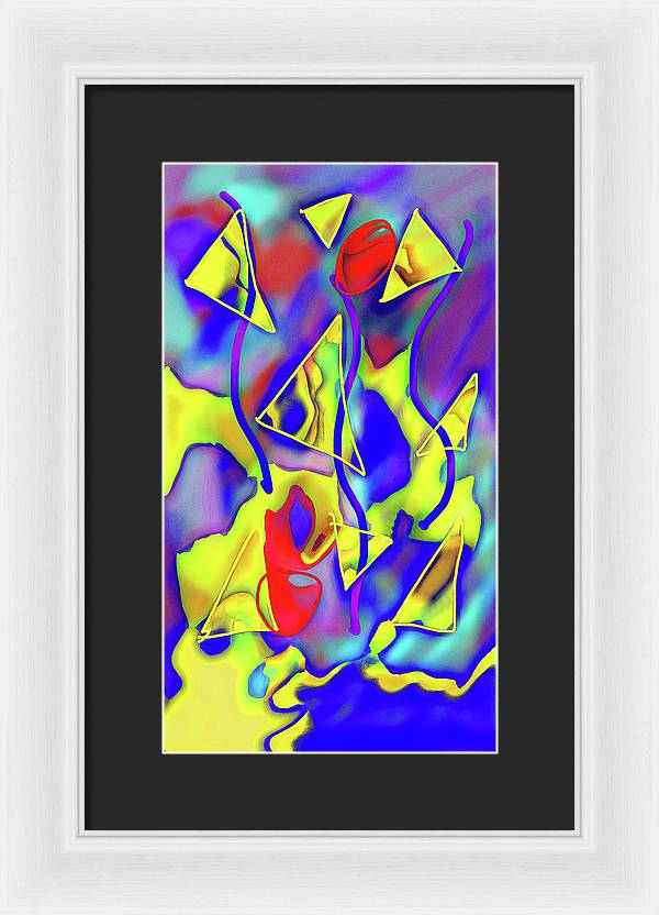 Yellow Triangles Abstract - Framed Print