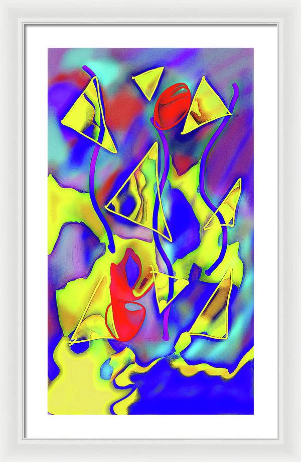 Yellow Triangles Abstract - Framed Print