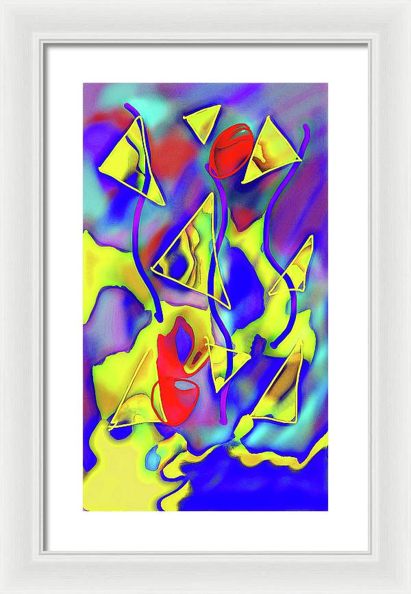 Yellow Triangles Abstract - Framed Print