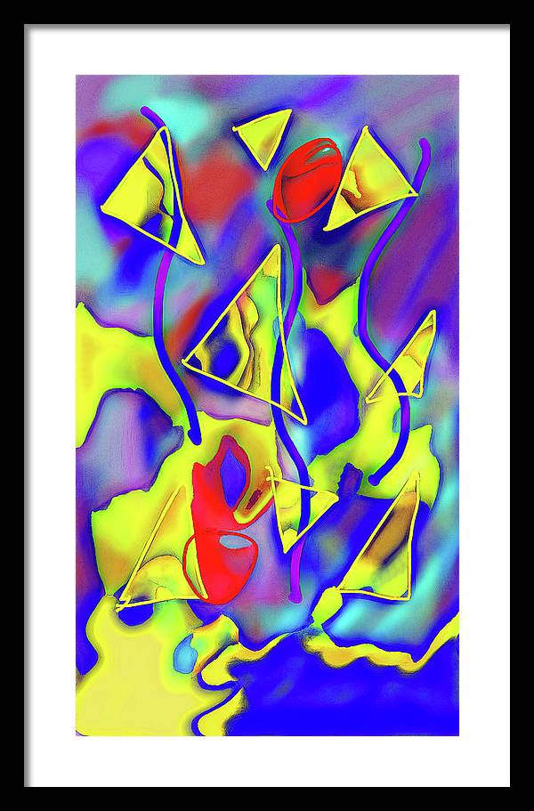 Yellow Triangles Abstract - Framed Print