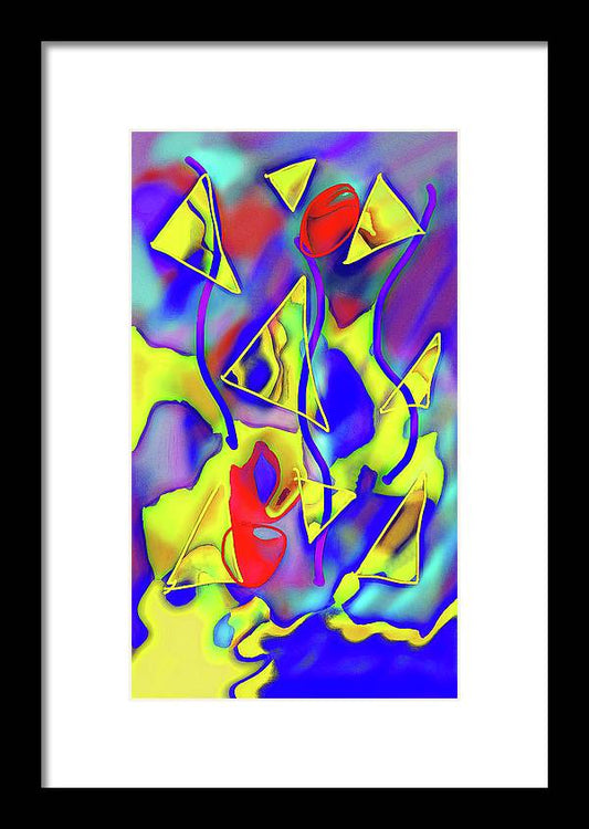 Yellow Triangles Abstract - Framed Print