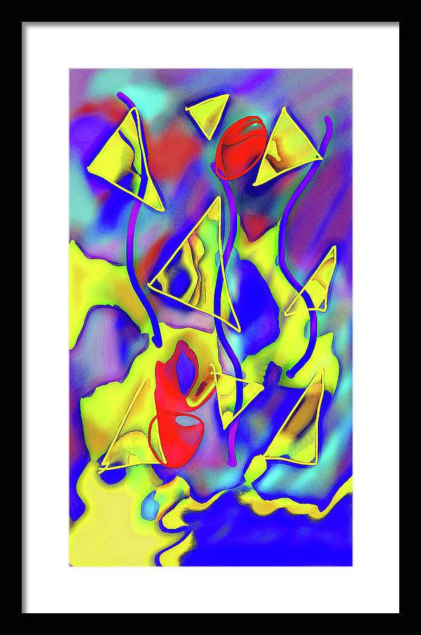 Yellow Triangles Abstract - Framed Print