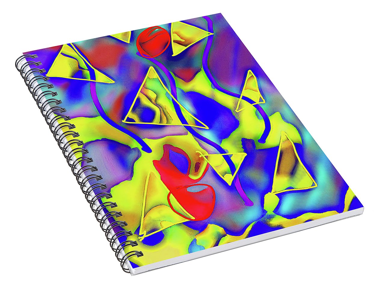 Yellow Triangles Abstract - Spiral Notebook