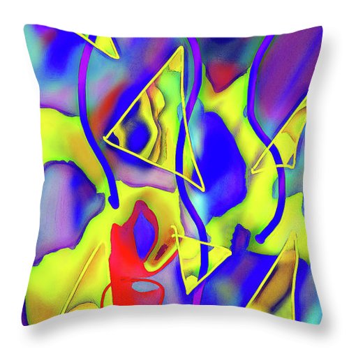 Yellow Triangles Abstract - Throw Pillow