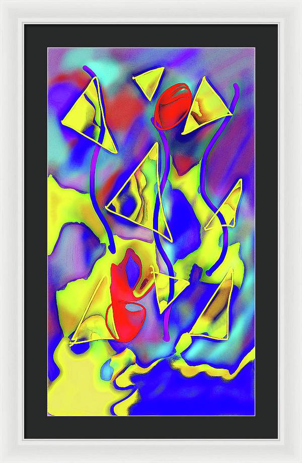 Yellow Triangles Abstract - Framed Print