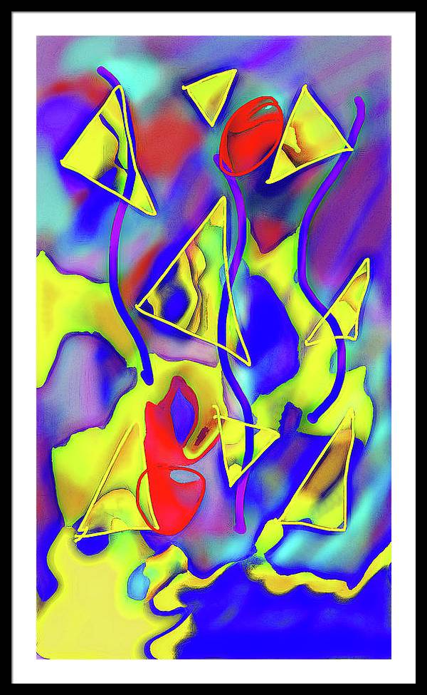 Yellow Triangles Abstract - Framed Print