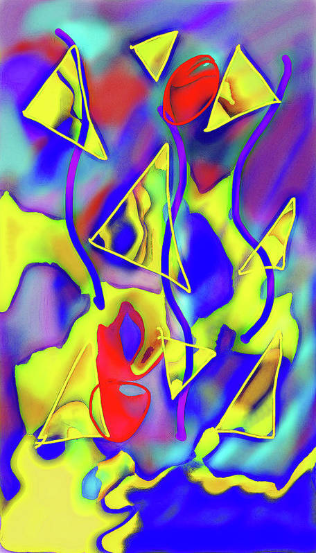 Yellow Triangles Abstract - Art Print
