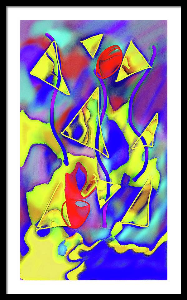 Yellow Triangles Abstract - Framed Print