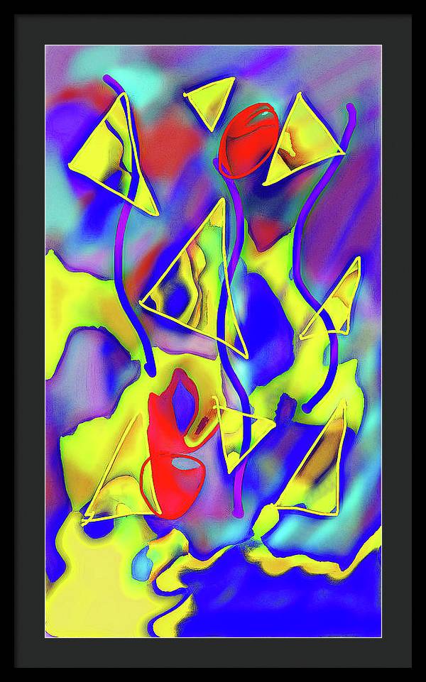 Yellow Triangles Abstract - Framed Print