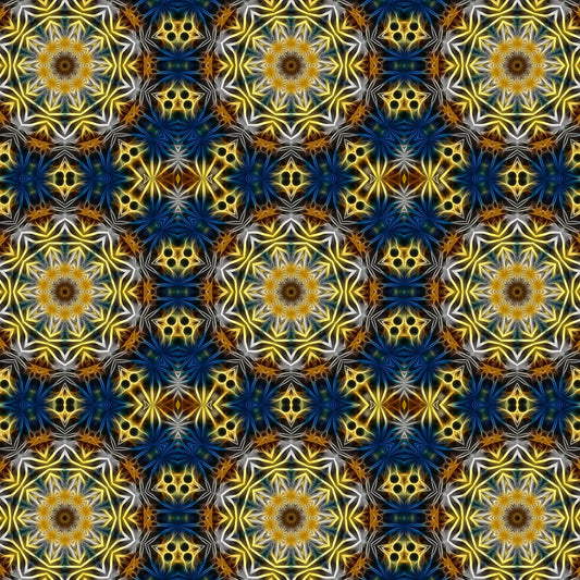 Yellow and Blue Daisies Kaleidoscope Digital Image Download