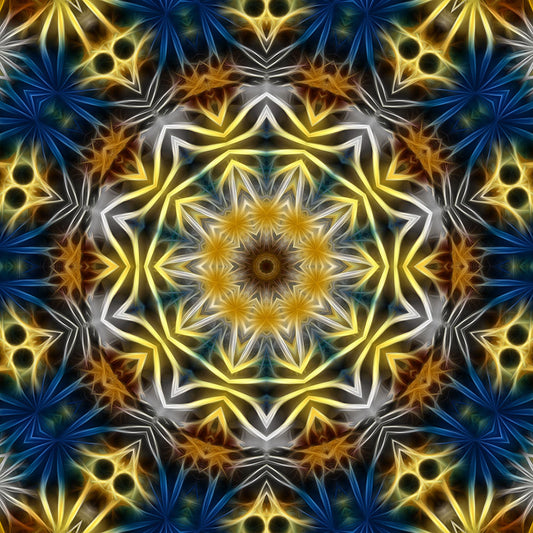 Yellow and Blue Kaleidoscope Digital Image Download